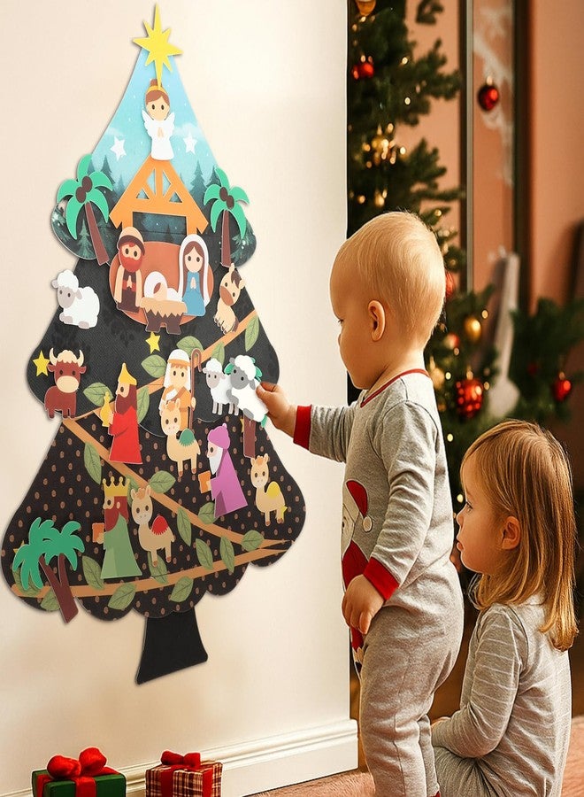 Mindsoft DIY Felt Christmas Tree Set for Toddlers 3 ft Felt Nativity Set for Kids with 20 Detachable Ornaments Christmas Wall Hanging Ornaments Decorations Party Favors Boys Girls Gifts - Image 4